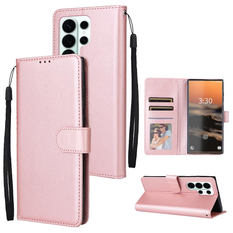 

For Samsung Galaxy S26 Ultra 5G 3-Card Slots Multifunctional Leather Phone Case(Rose Gold)