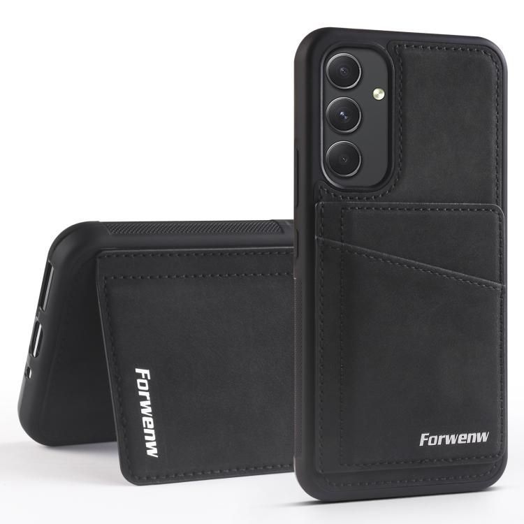

For Samsung Galaxy A54 5G Forwenw F8 Series 2 in 1 Magnetic Card Slot Leather Phone Case(Black)