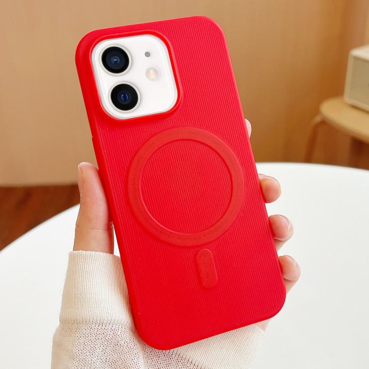

For iPhone 11 Stripe MagSafe TPU Phone Case(Red)