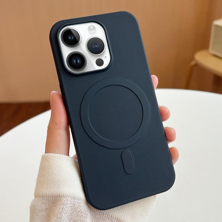 

For iPhone 12 Pro Stripe MagSafe TPU Phone Case(Dark Blue)