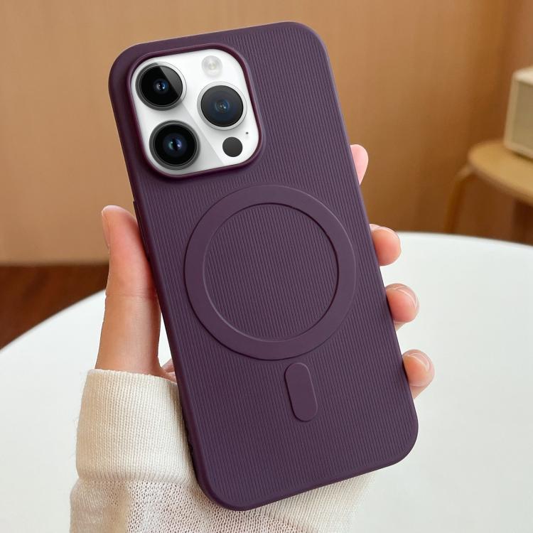 

For iPhone 12 Pro Max Stripe MagSafe TPU Phone Case(Dark Purple)