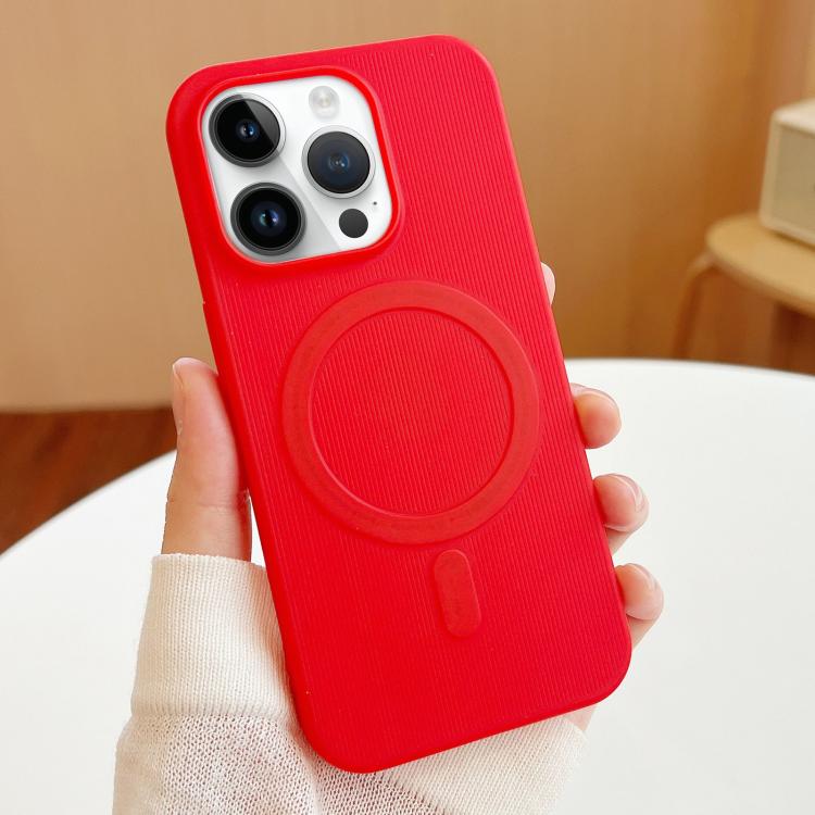 

For iPhone 12 Pro Max Stripe MagSafe TPU Phone Case(Red)