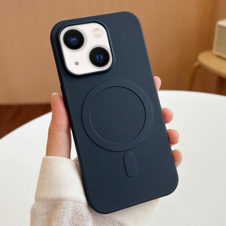 

For iPhone 14 Stripe MagSafe TPU Phone Case(Dark Blue)