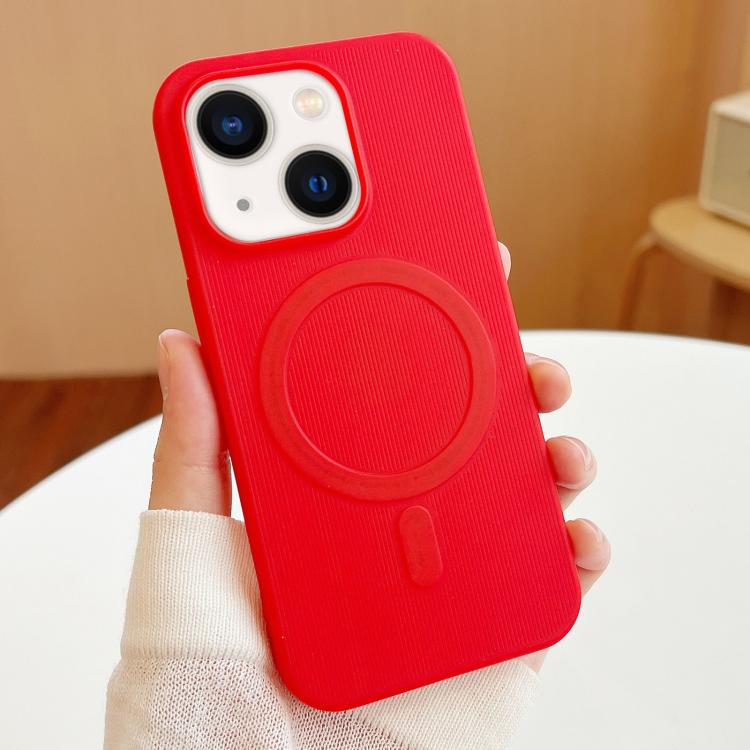 

For iPhone 14 Stripe MagSafe TPU Phone Case(Red)