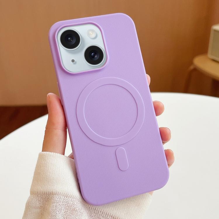 

For iPhone 14 Plus Stripe MagSafe TPU Phone Case(Light Purple)