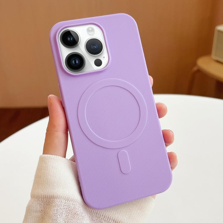 

For iPhone 14 Pro Max Stripe MagSafe TPU Phone Case(Light Purple)