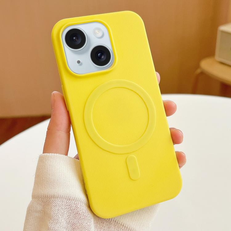 

For iPhone 15 Stripe MagSafe TPU Phone Case(Yellow)