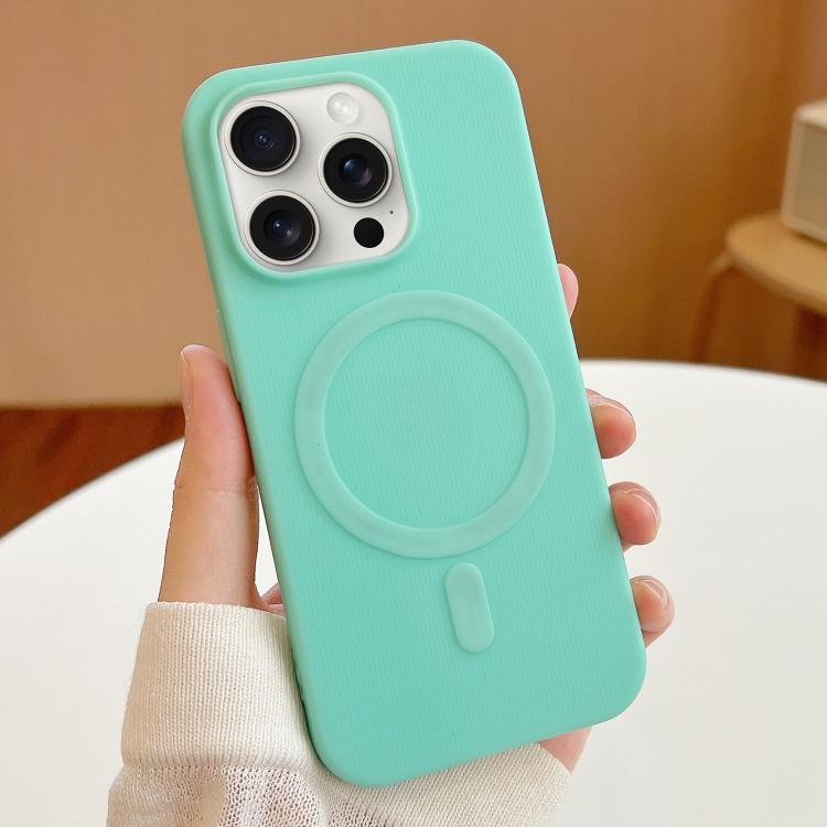 

For iPhone 15 Pro Stripe MagSafe TPU Phone Case(Mint Green)