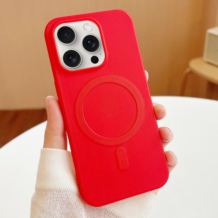 

For iPhone 15 Pro Max Stripe MagSafe TPU Phone Case(Red)