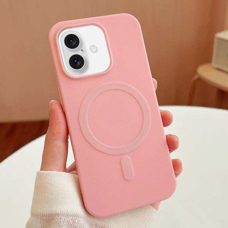 

For iPhone 16 Stripe MagSafe TPU Phone Case(Pink)