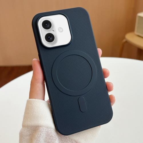

For iPhone 16 Plus Stripe MagSafe TPU Phone Case(Dark Blue)