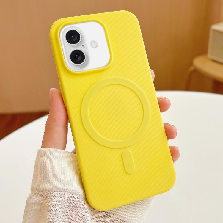 

For iPhone 16 Plus Stripe MagSafe TPU Phone Case(Yellow)
