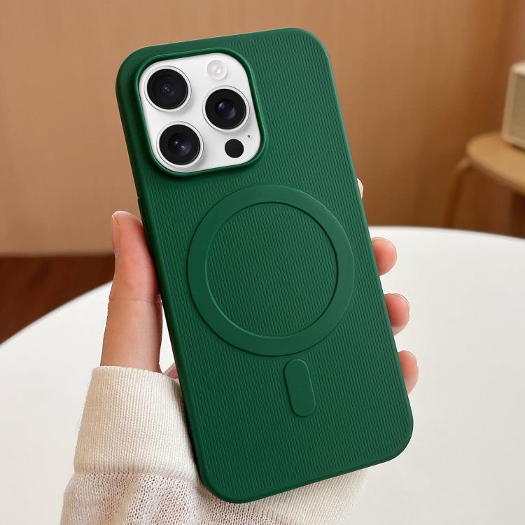 

For iPhone 16 Pro Stripe MagSafe TPU Phone Case(Dark Green)