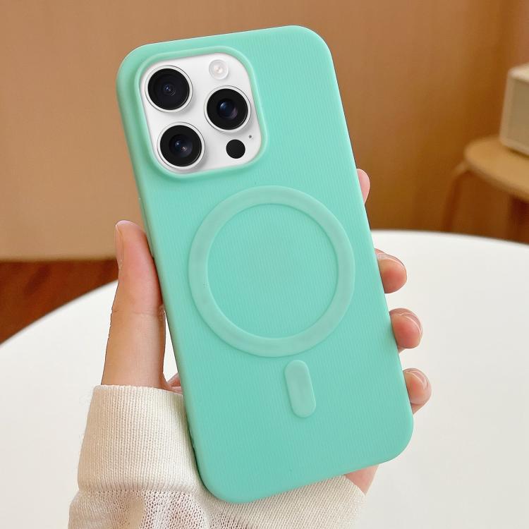 

For iPhone 16 Pro Stripe MagSafe TPU Phone Case(Mint Green)