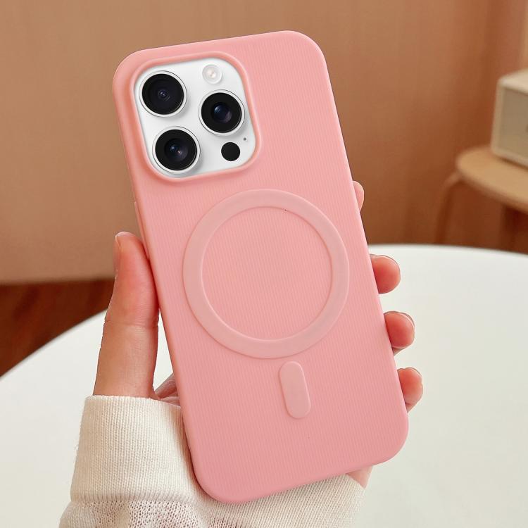 

For iPhone 16 Pro Stripe MagSafe TPU Phone Case(Pink)