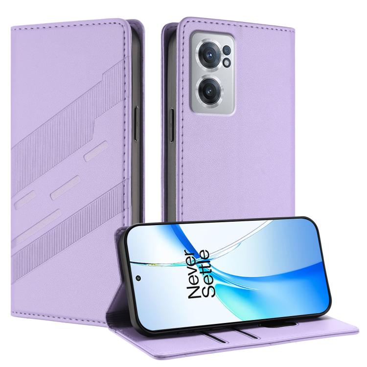 

For OnePlus Nord CE2 Embossed Multi-functional Wallet Retro Leather Phone Case(Light Purple)