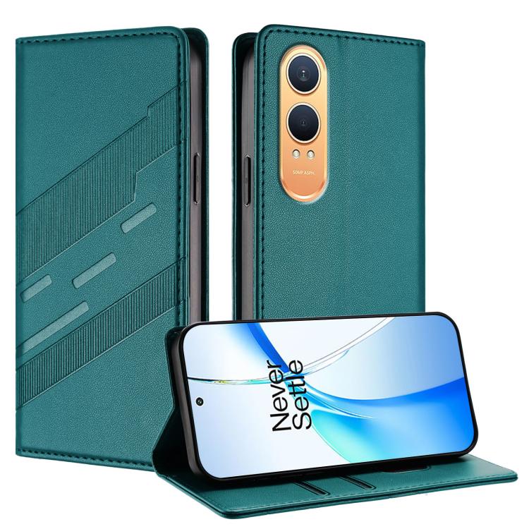 

For OnePlus Nord CE4 Lite Embossed Multi-functional Wallet Retro Leather Phone Case(Dark Green)