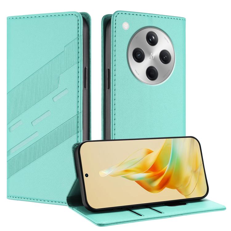 

For OPPO Find X8 Embossed Multi-functional Wallet Retro Leather Phone Case(Mint Green)