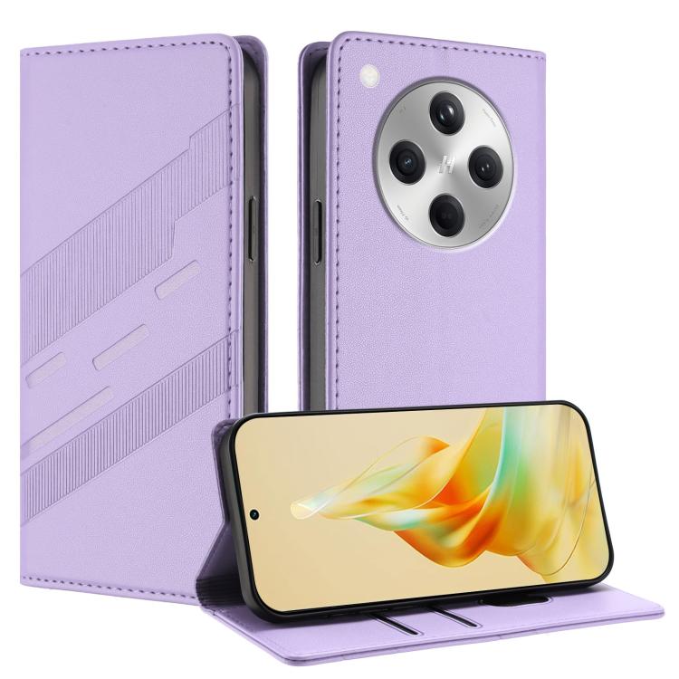 

For OPPO Find X8 Embossed Multi-functional Wallet Retro Leather Phone Case(Light Purple)