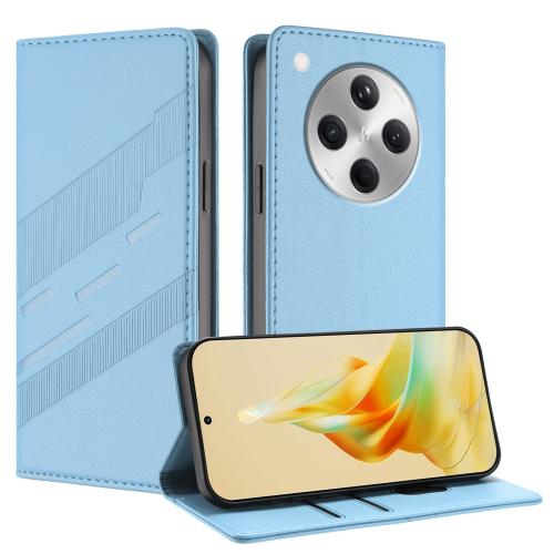 

For OPPO Find X8 Embossed Multi-functional Wallet Retro Leather Phone Case(Light Blue)