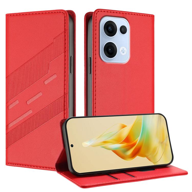 

For OPPO Reno13 5G Embossed Multi-functional Wallet Retro Leather Phone Case(Red)