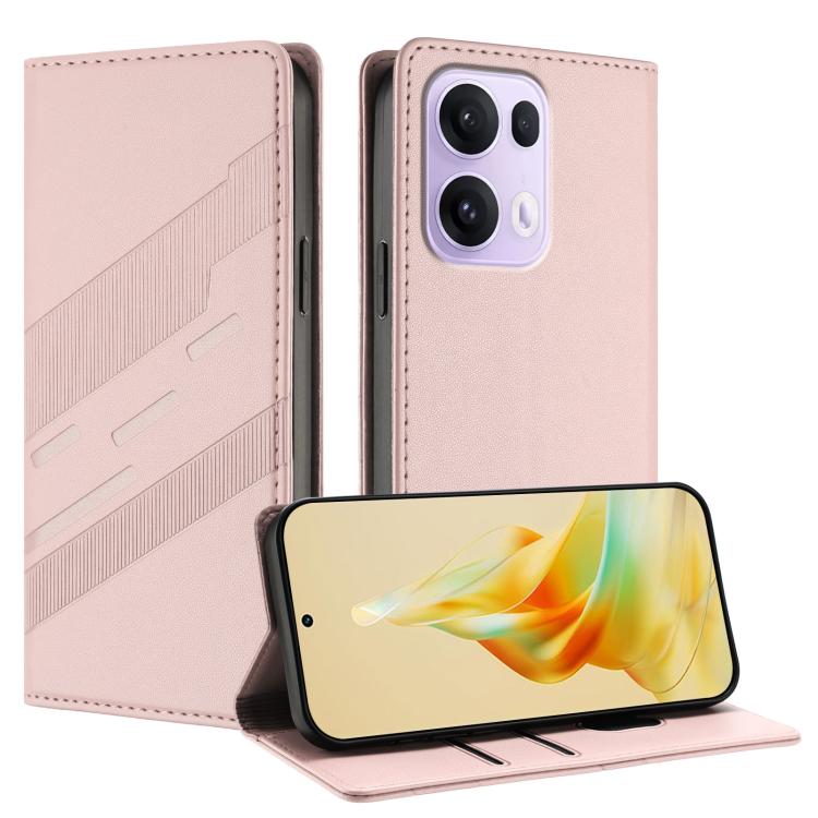 

For OPPO Reno13 Pro 5G Embossed Multi-functional Wallet Retro Leather Phone Case(Pink)
