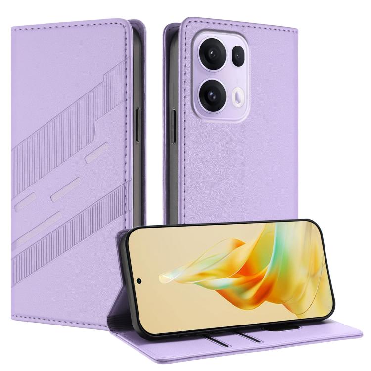 

For OPPO Reno13 Pro 5G Embossed Multi-functional Wallet Retro Leather Phone Case(Light Purple)