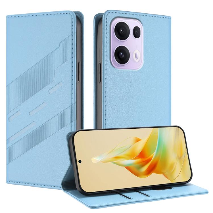 

For OPPO Reno13 Pro 5G Embossed Multi-functional Wallet Retro Leather Phone Case(Light Blue)