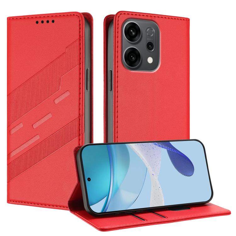 

For OPPO Reno14 Global Embossed Multi-functional Wallet Retro Leather Phone Case(Red)