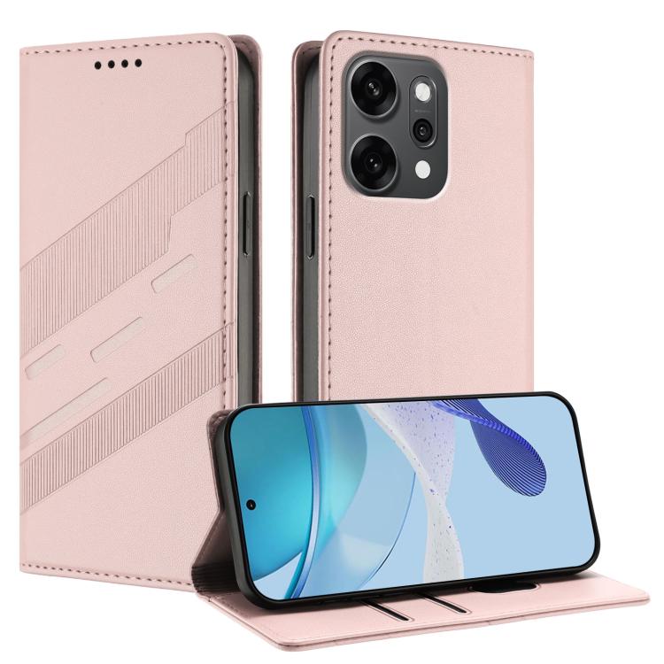 

For OPPO Reno14 Pro Global Embossed Multi-functional Wallet Retro Leather Phone Case(Pink)