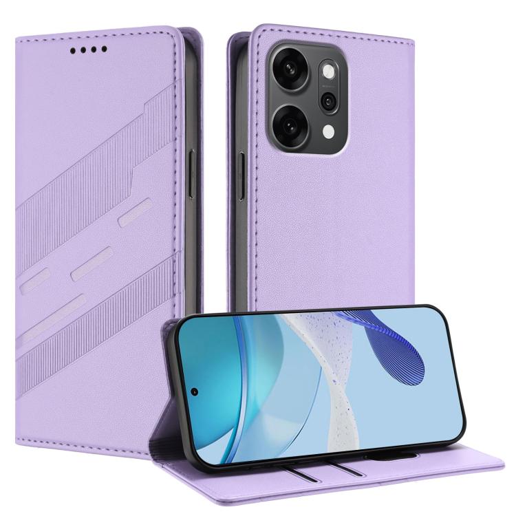 

For OPPO Reno14 Pro Global Embossed Multi-functional Wallet Retro Leather Phone Case(Light Purple)