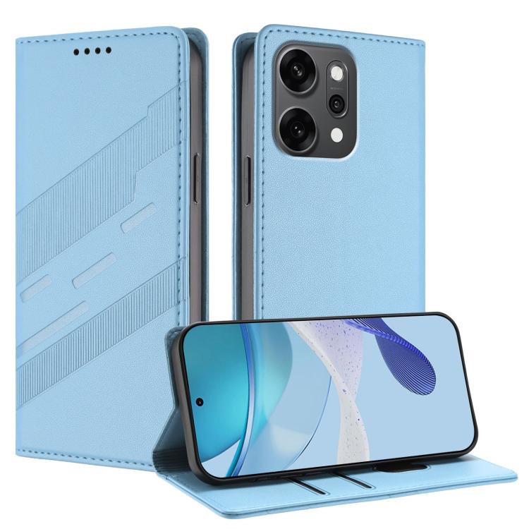 

For OPPO Reno14 Pro Global Embossed Multi-functional Wallet Retro Leather Phone Case(Light Blue)