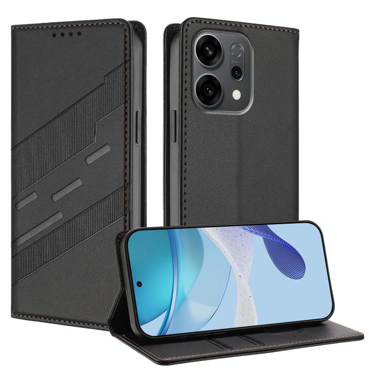 

For OPPO Reno14 F 5G Embossed Multi-functional Wallet Retro Leather Phone Case(Black)