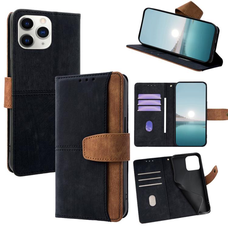 

For iPhone 11 Pro Color Stitching Skin Feel Leather RFID Blocking Phone Case(Black)