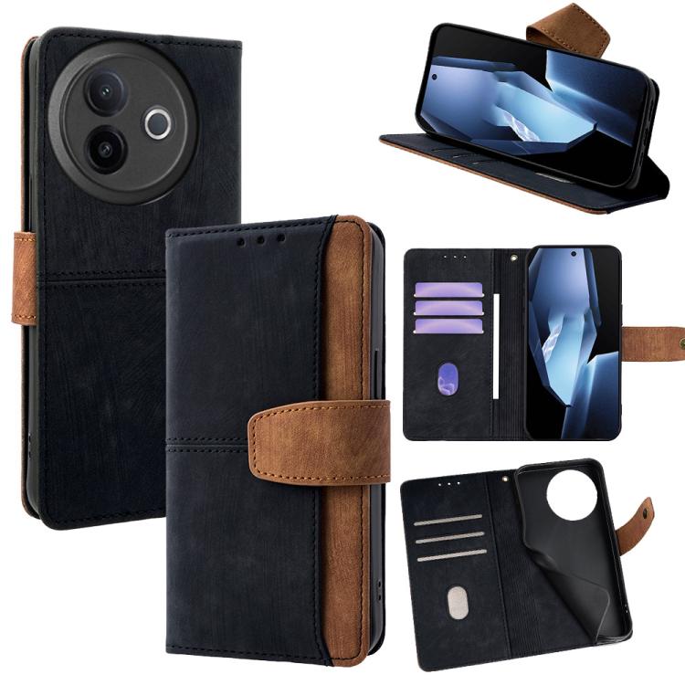

For vivo Y39 5G Global Color Stitching Skin Feel Leather RFID Blocking Phone Case(Black)