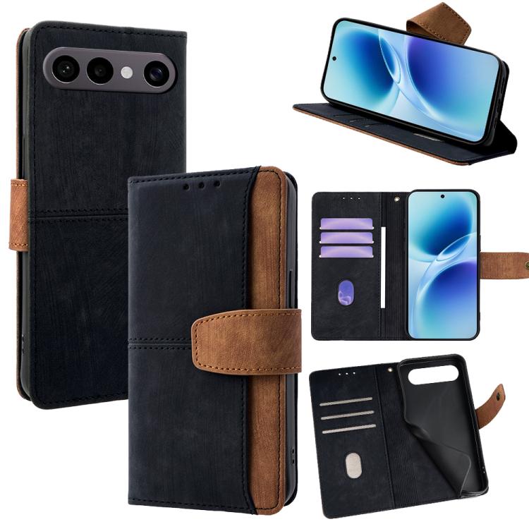 

For vivo S50 Pro mini 5G Color Stitching Skin Feel Leather RFID Blocking Phone Case(Black)