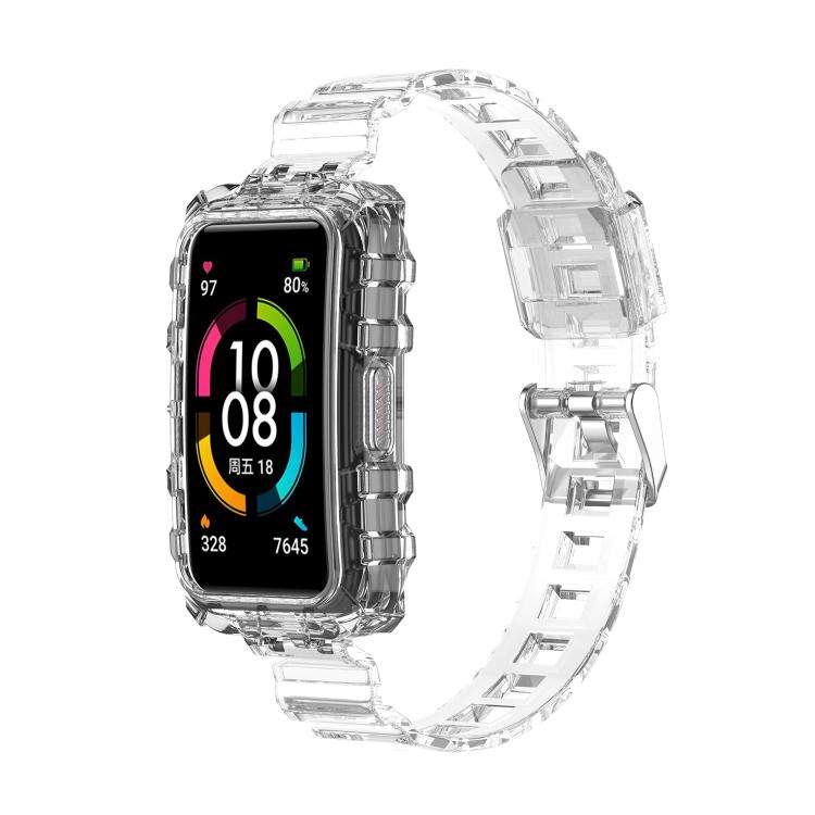 

For Huawei Band 10 / 9 / 8 Integrated Transparent Silicone Watch Band(White)