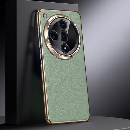 

For OPPO Find X7 Genuine Leather PC Phone Case(Green)