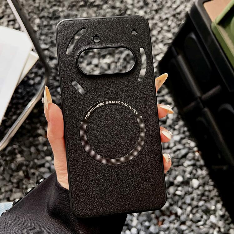 

For Nothing Phone 3a Pro PU MagSafe Magnetic Phone Case(Black)