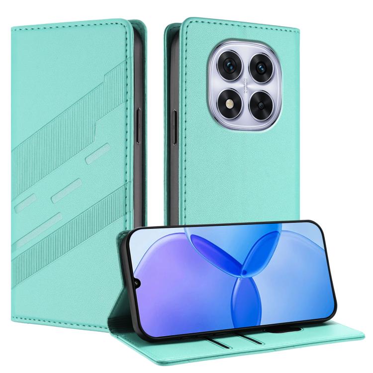 

For Redmi Note 14 Pro 4G Embossed Multi-functional Wallet Retro Leather Phone Case(Mint Green)