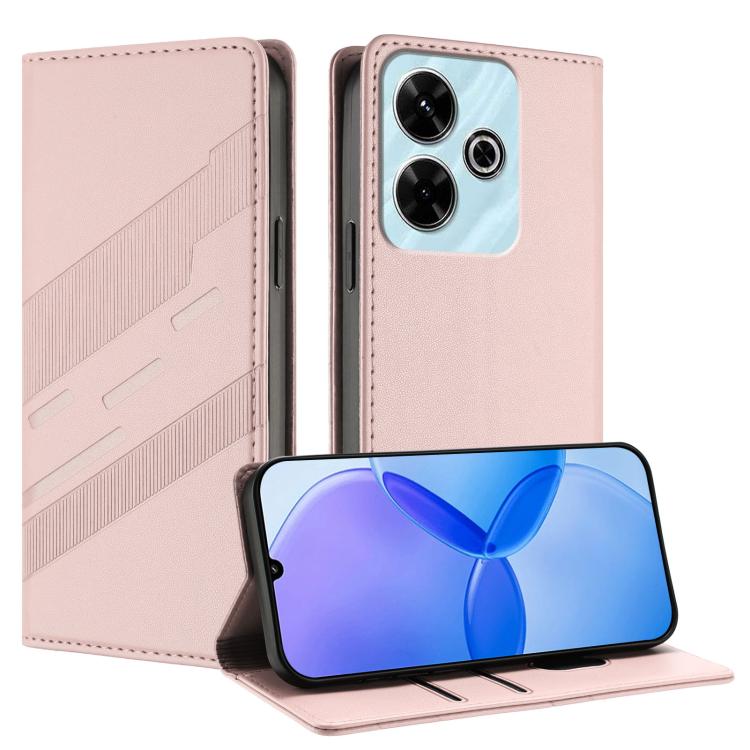

For Redmi 13 4G Embossed Multi-functional Wallet Retro Leather Phone Case(Pink)