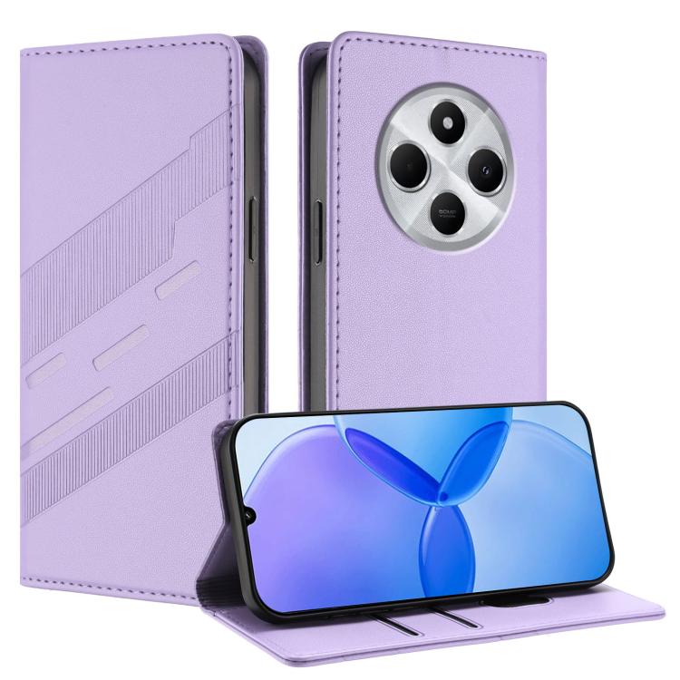 

For Redmi 14C Embossed Multi-functional Wallet Retro Leather Phone Case(Light Purple)