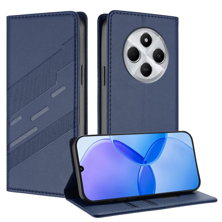 

For Redmi 14C Embossed Multi-functional Wallet Retro Leather Phone Case(Dark Blue)
