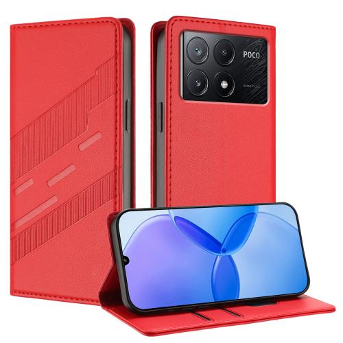 

For Redmi K70E Embossed Multi-functional Wallet Retro Leather Phone Case(Red)