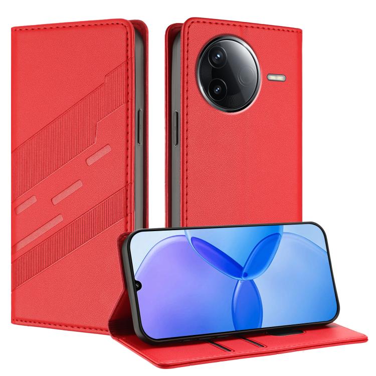 

For Redmi K80 Embossed Multi-functional Wallet Retro Leather Phone Case(Red)