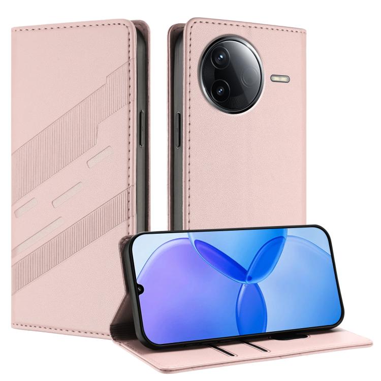 

For Redmi K80 Embossed Multi-functional Wallet Retro Leather Phone Case(Pink)