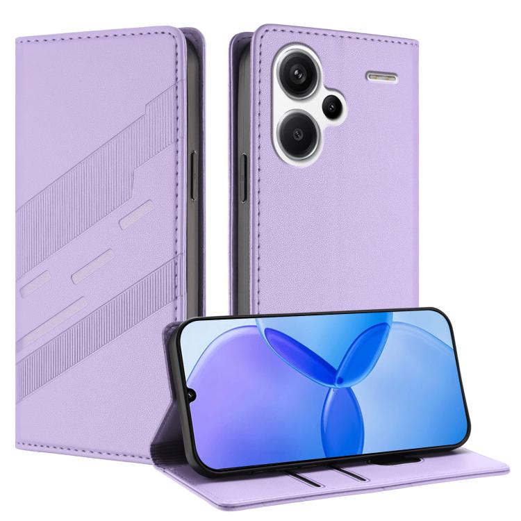 

For Redmi Note 13 Pro+ Embossed Multi-functional Wallet Retro Leather Phone Case(Light Purple)