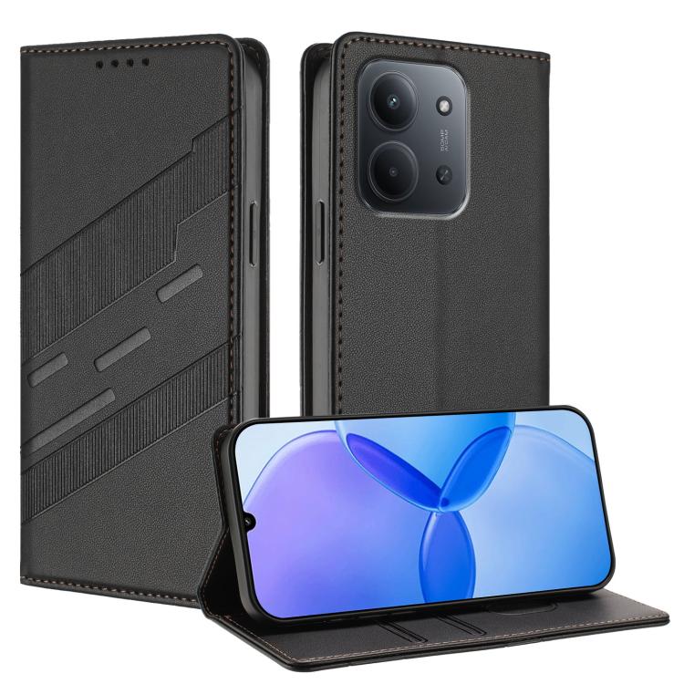 

For Redmi 15C 5G / 4G EU 173mm Embossed Multi-functional Wallet Retro Leather Phone Case(Black)
