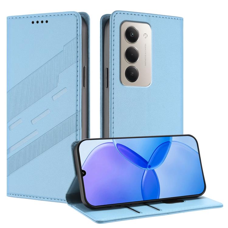 

For Redmi 15 5G Global / 15 4G SEA Embossed Multi-functional Wallet Retro Leather Phone Case(Light Blue)