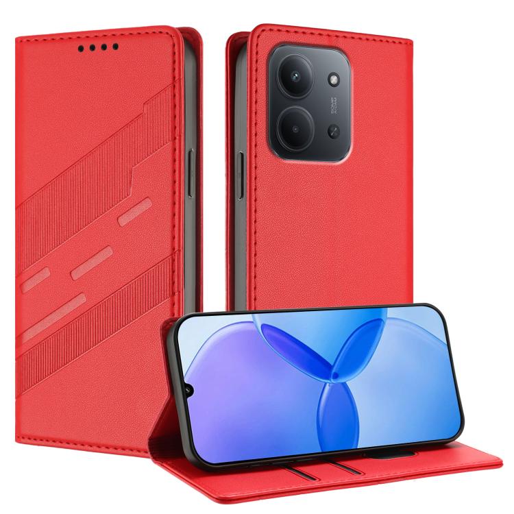 For Redmi 15C 5G / 4G Global 171mm Embossed Multi-functional Wallet Retro Leather Phone Case(Red)